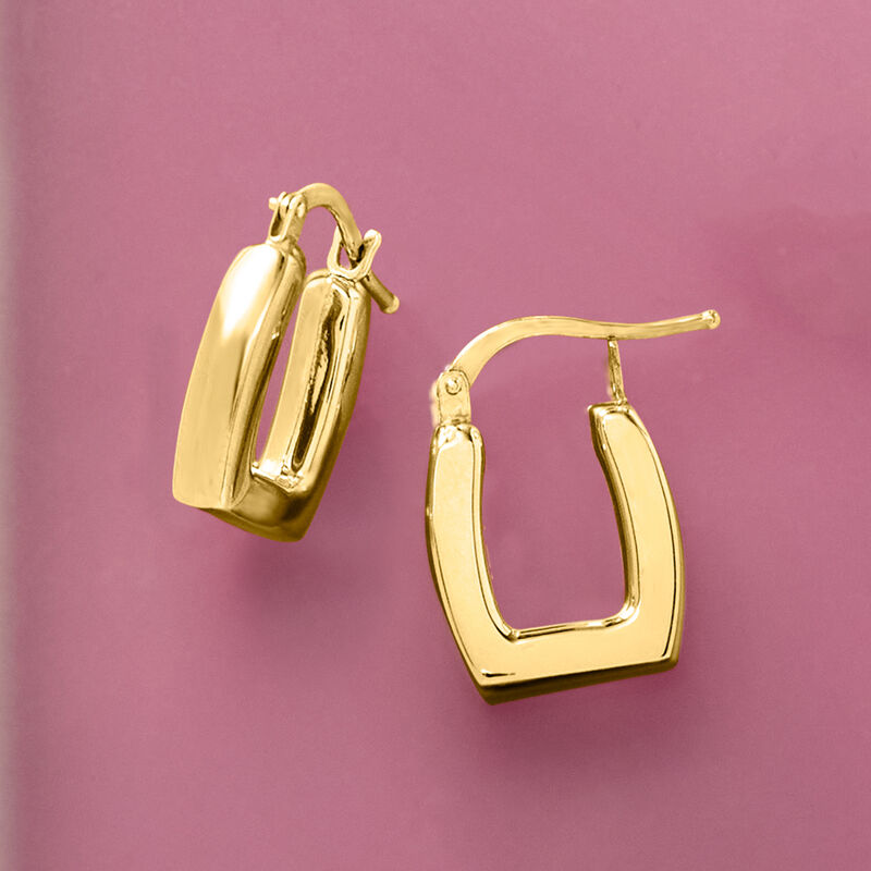 Italian 14kt Yellow Gold Square Hoop Earrings. 5/8&quot; image number 3