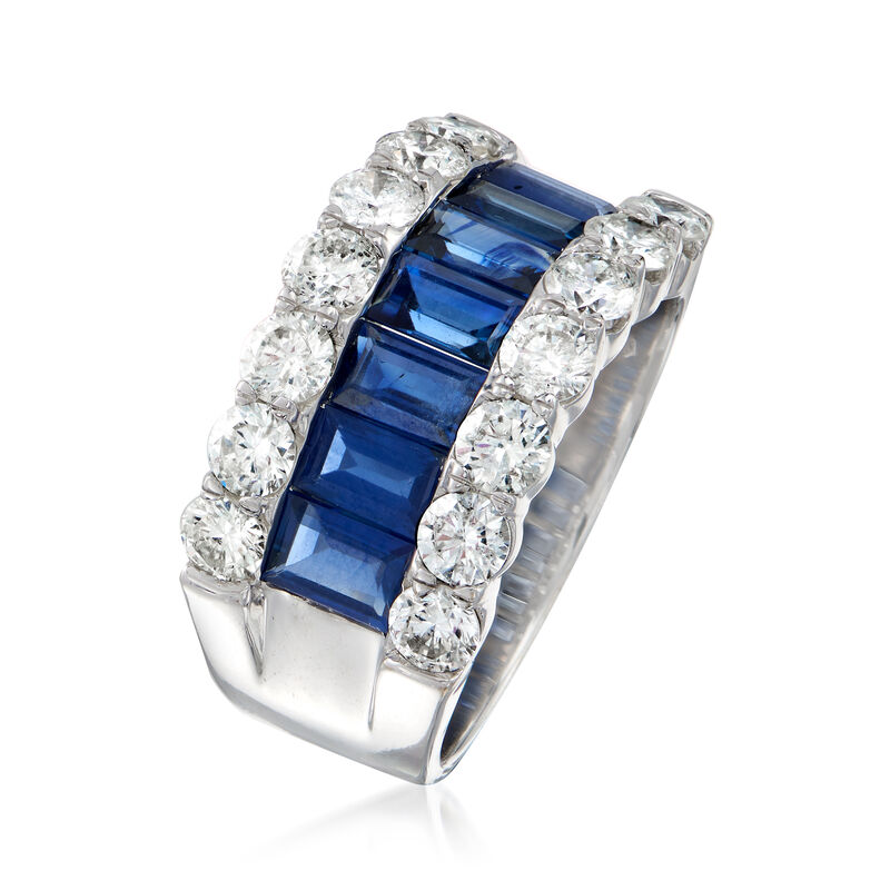 C. 1990 Vintage 2.45 ct. t.w. Sapphire and 2.00 ct. t.w. Diamond Ring in 14kt White Gold image number 2