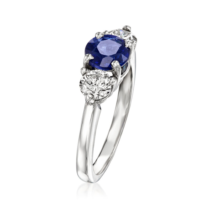C. 2000 Vintage 1.37 Carat Sapphire Ring with .80 ct. t.w. Diamonds in 14kt White Gold image number 2