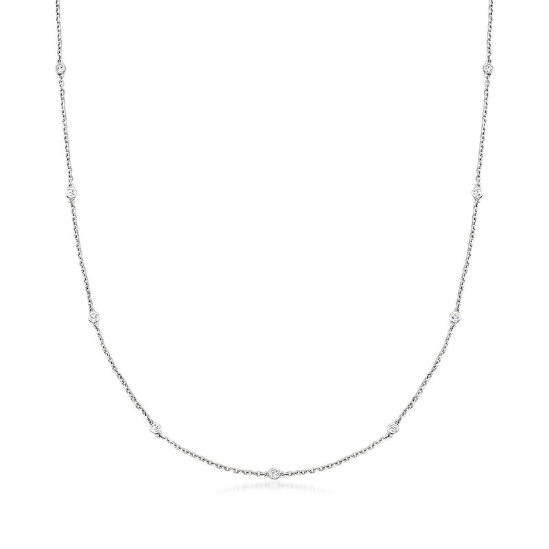 .25 ct. t.w. Bezel-Set Diamond Station Necklace in 14kt White Gold image number 0