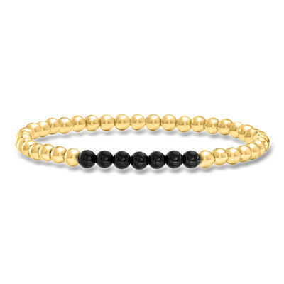 4-4.5mm Onyx and 18kt Gold Vermeil Bead Stretch Bracelet