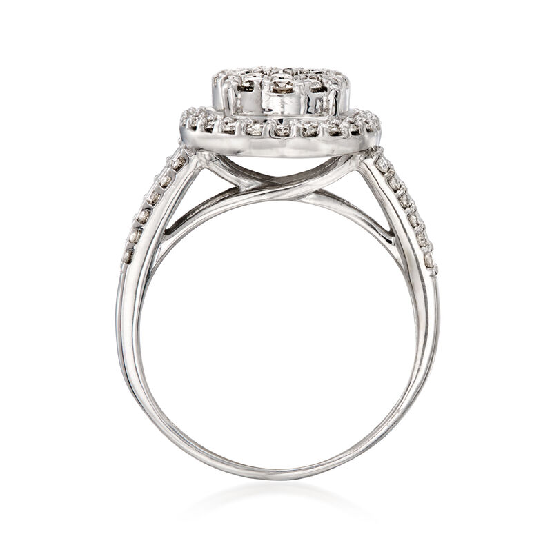 C. 1980 Vintage 1.35 ct. t.w. Diamond Oval Cluster Ring in 10kt White Gold. Size 7 image number 3
