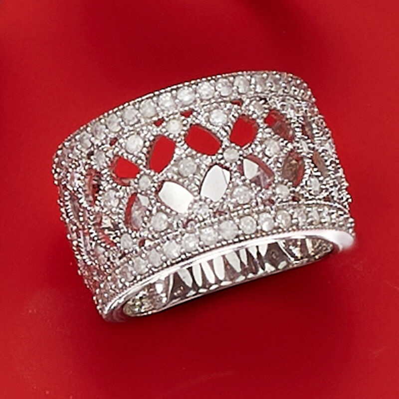 1.00 ct. t.w. Diamond Openwork Ring in Sterling Silver image number 5