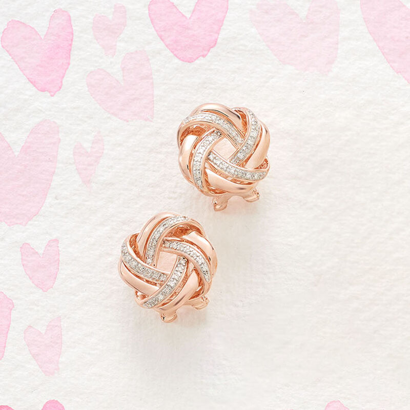 .20 ct. t.w. Diamond Love Knot Earrings in 18kt Rose Gold Over Sterling image number 5