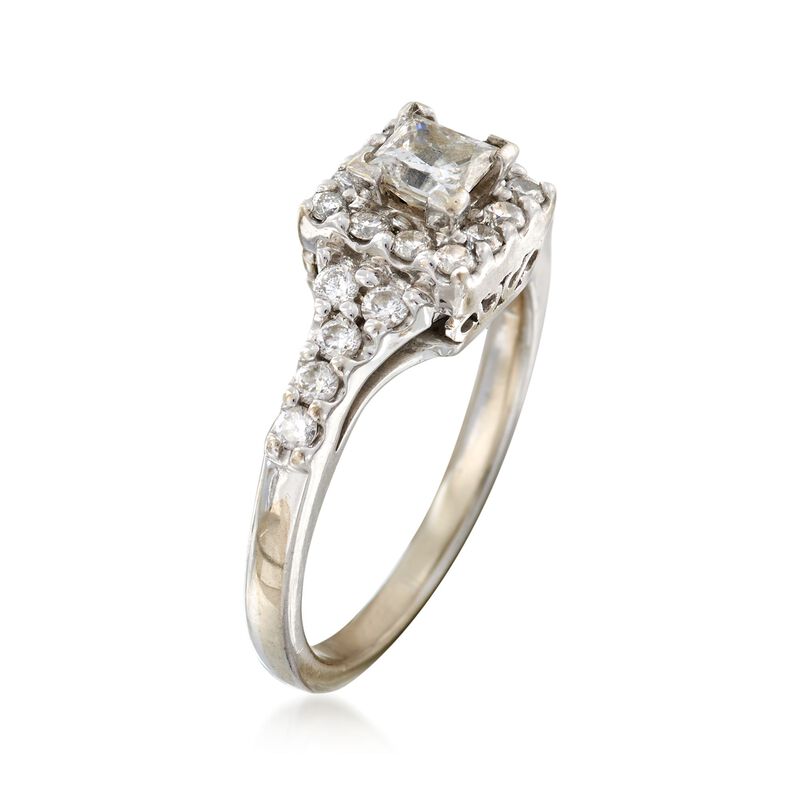 C. 1990 Vintage .75 ct. t.w. Princess-Cut and Round Diamond Ring in 14kt White Gold. Size 5.5 image number 2