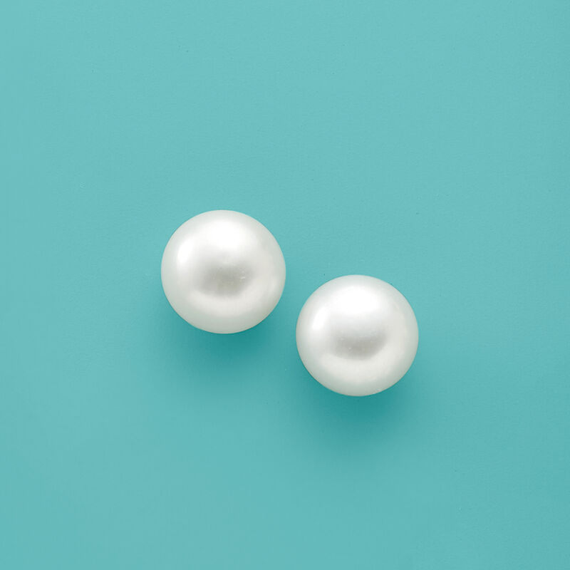 14-15mm Cultured Pearl Stud Earrings with 14kt Yellow Gold image number 3