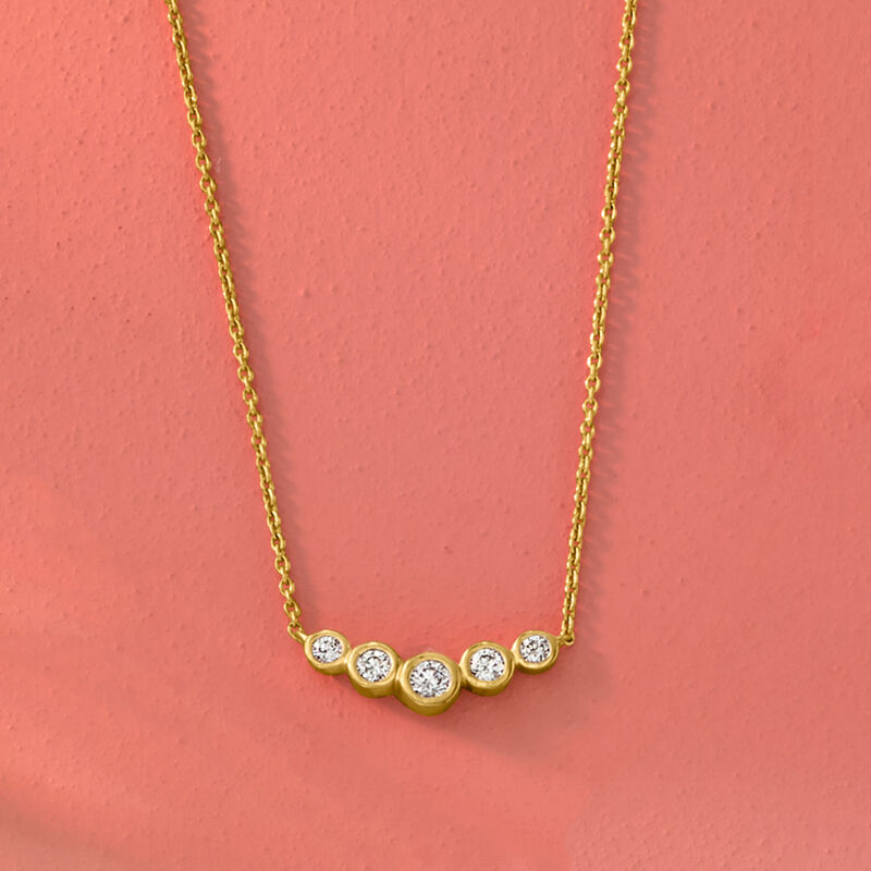 .25 ct. t.w. Bezel-Set Lab-Grown Diamond Bar Necklace in 18kt Gold Over Sterling image number 2