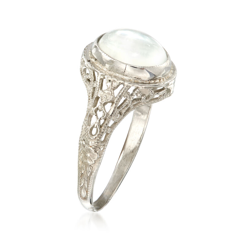 C. 1950 Vintage 10x7mm Moonstone Ring in 14kt White Gold image number 1
