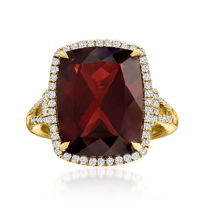 13.00 Carat Garnet and .40 ct. t.w. Diamond Ring in 14kt Yellow Gold image number 0
