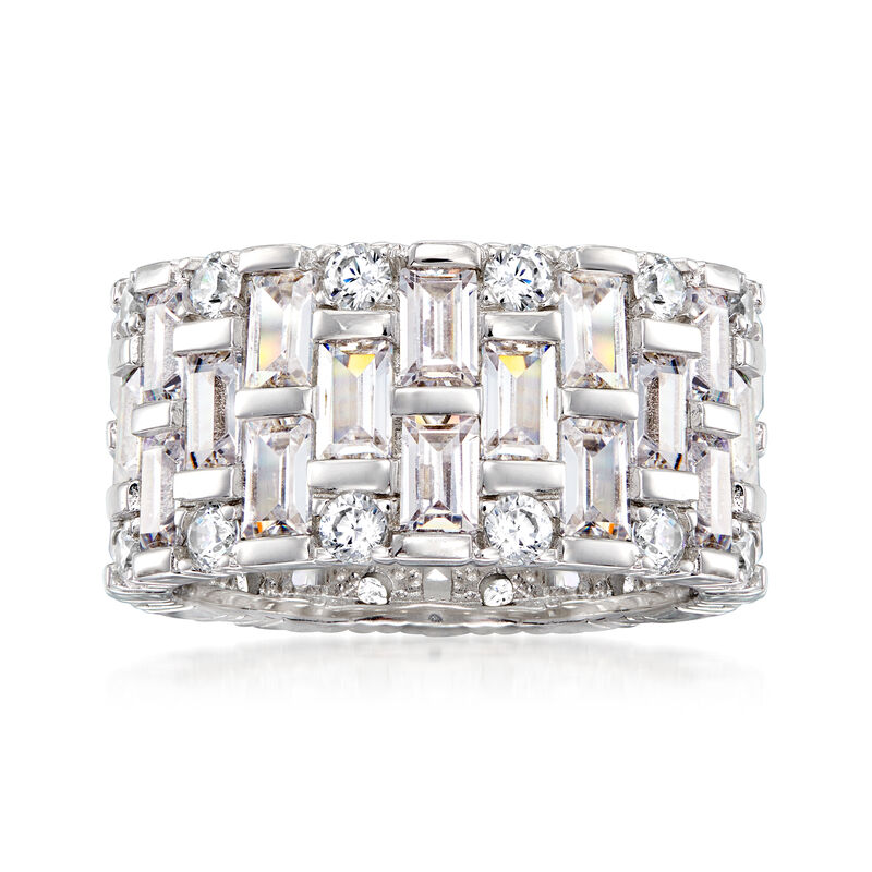5.50 ct. t.w. Baguette and Round CZ Eternity Band in Sterling Silver image number 0