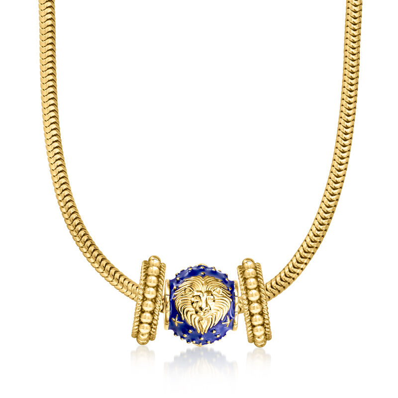 Blue Enamel Zodiac Bead Charm in 18kt Gold Over Sterling image number 2