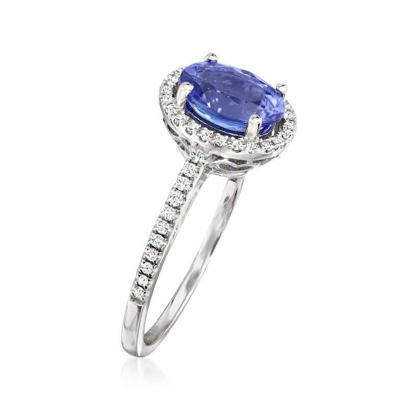 1.35 Carat Tanzanite and .18 ct. t.w. Diamond Ring in 14kt White Gold image number 2
