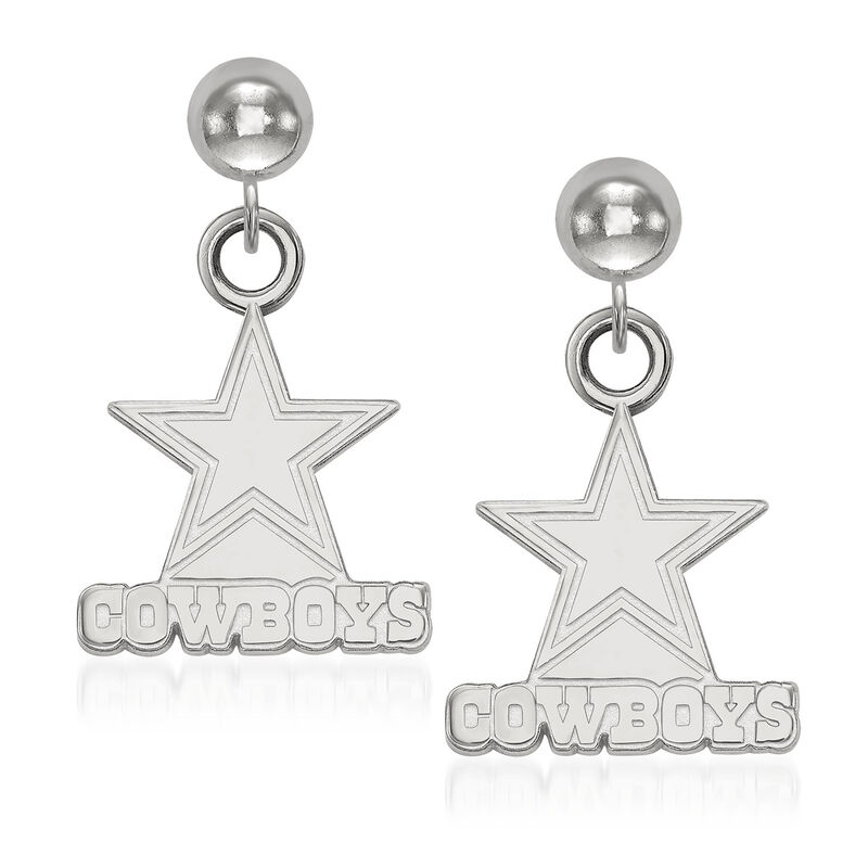 14kt White Gold NFL Dallas Cowboys Dangle Ball Stud Earrings image number 0