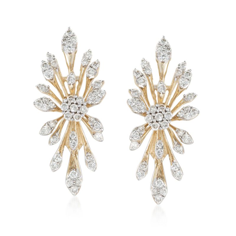 .82 ct. t.w. Diamond Starburst Earrings in 14kt Yellow Gold image number 0