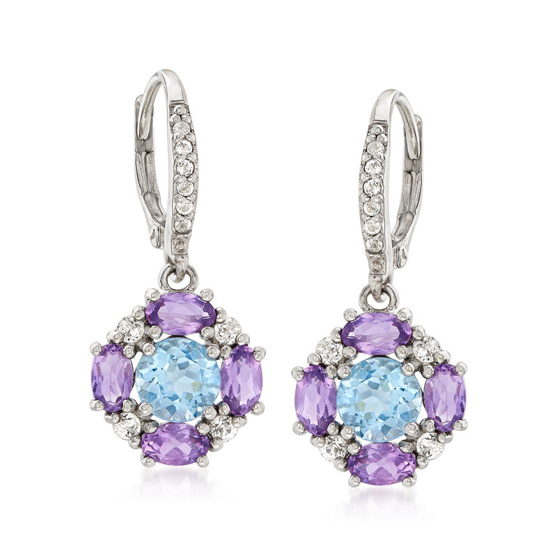 3.30 ct. t.w. Multi-Gem Drop Earrings in Sterling Silver image number 0