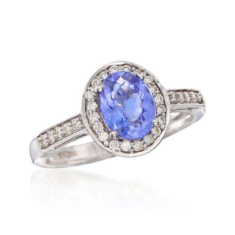 1.10 Carat Tanzanite and .26 ct. t.w. Diamond Ring in 14kt White Gold image number 3
