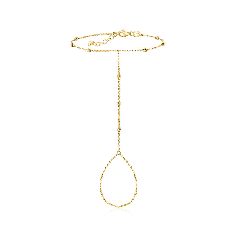 14kt Yellow Gold Beaded Hand Chain Bracelet. 7&quot; image number 0