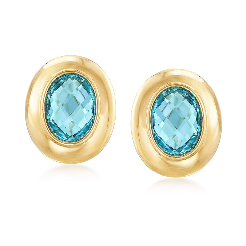 6.75 ct. t.w. Blue Topaz Earrings in 14kt Yellow Gold image number 0