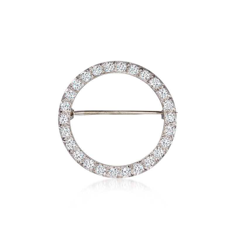 C. 1990 Vintage 1.30 ct. t.w. Diamond Circle Pin in Platinum  image number 0