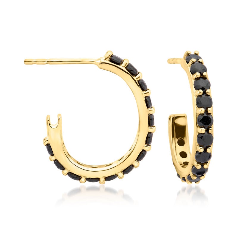 2.20 ct. t.w. Black Spinel Convertible Multi-Hoop Earrings in 18kt Gold Over Sterling image number 3