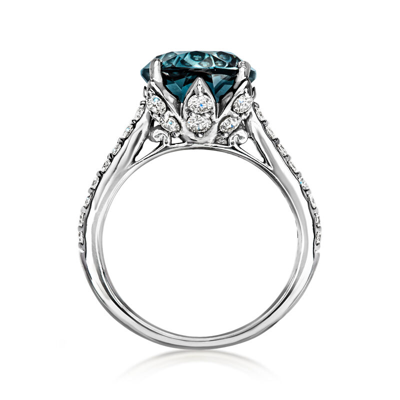 C. 2010 4.00 Carat London Blue Topaz Ring with .68 ct. t.w. Diamonds in 18kt White Gold image number 3