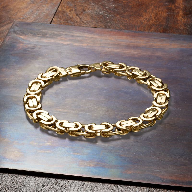 Men's 14kt Yellow Gold Curved-Link Bracelet image number 1