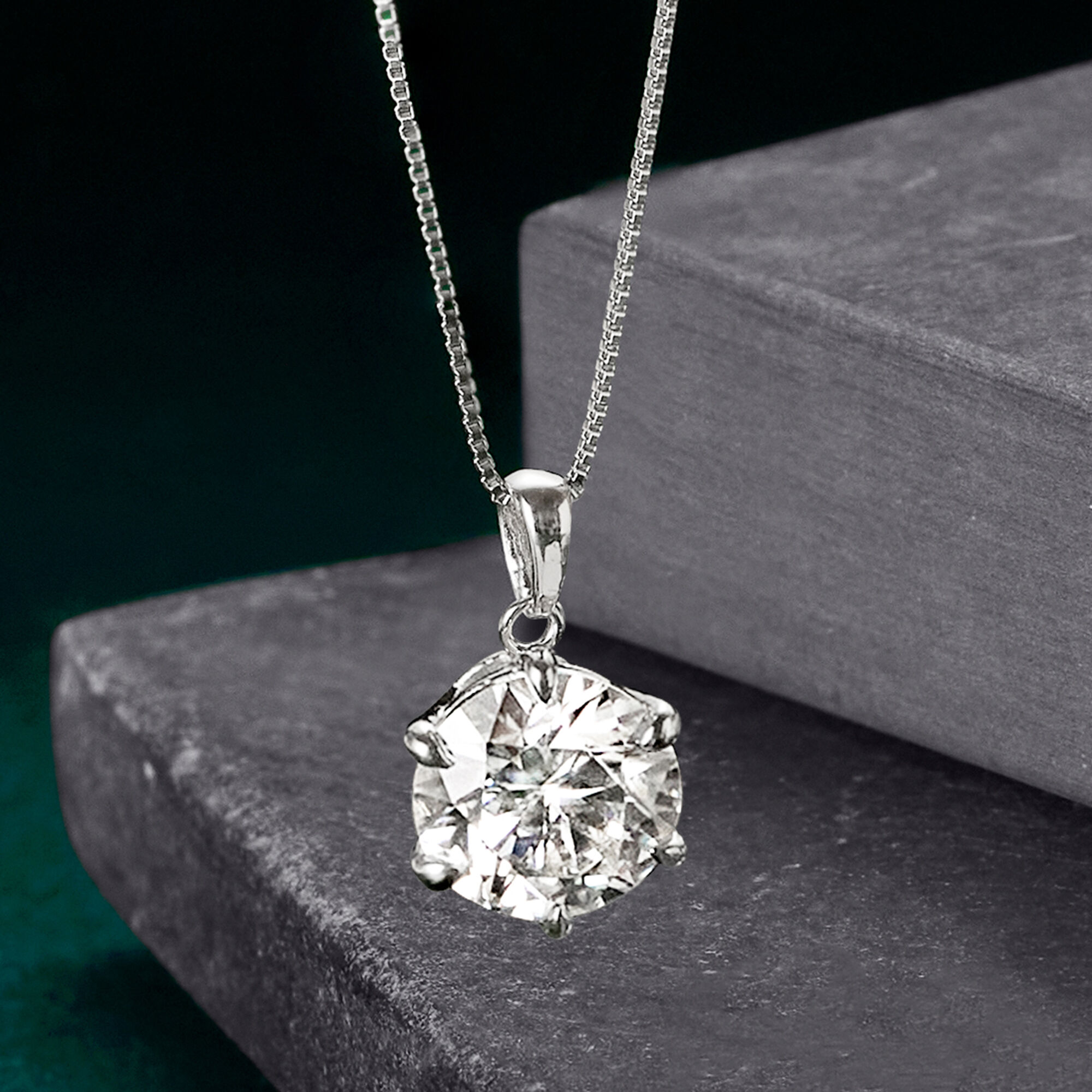 3.00 Carat Moissanite Solitaire Necklace in Sterling Silver