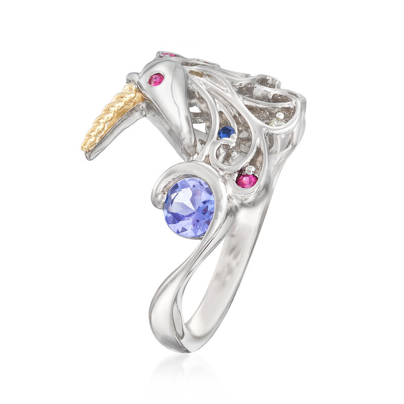 .50 ct. t.w. Multi-Gem Unicorn Ring in Sterling Silver and 14kt Yellow Gold. Size 8 image number 2