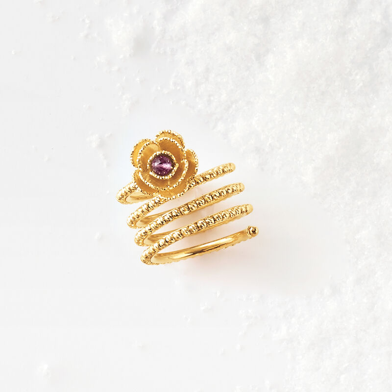 Italian .20 Carat Amethyst Flower Coil Ring in 18kt Yellow Gold. Size 6 image number 4