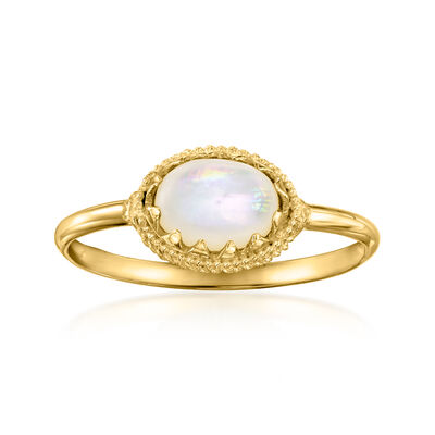 Italian Mother-of-Pearl Milgrain Ring in 14kt Yellow Gold