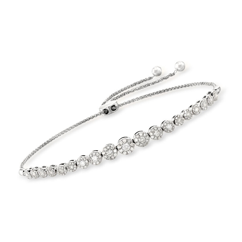 1.00 ct. t.w. Diamond Bolo Bracelet in 14kt White Gold image number 0
