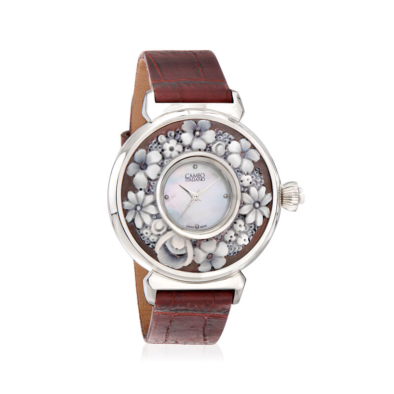 Italian Cameo Italiano Women's Floral and Mother-Of-Pearl Watch image number 0