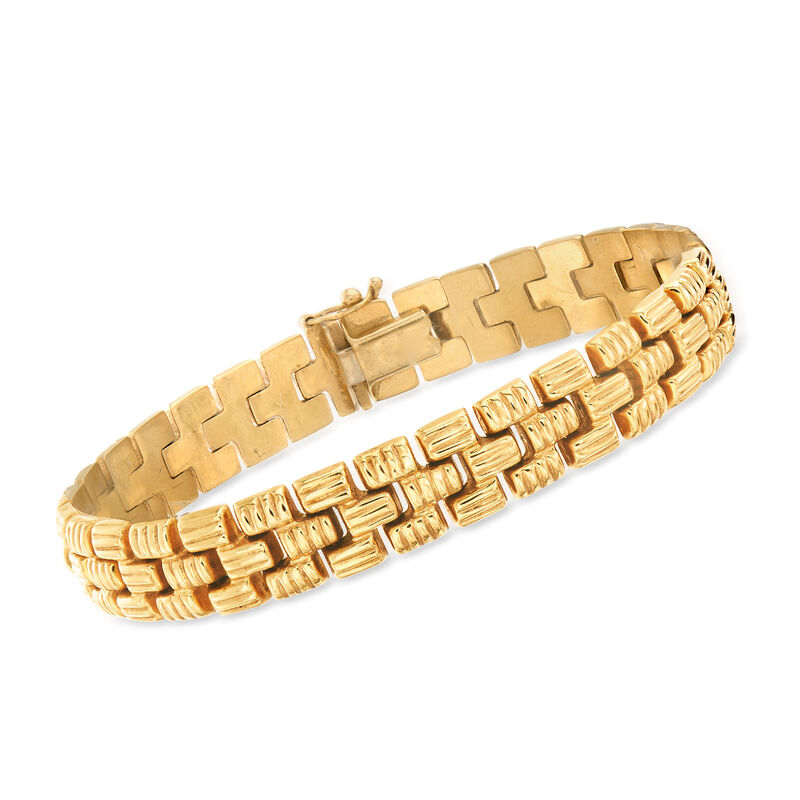 C. 1990 Vintage 14kt Yellow Gold Brick-Link Bracelet. 7.25&quot; image number 0