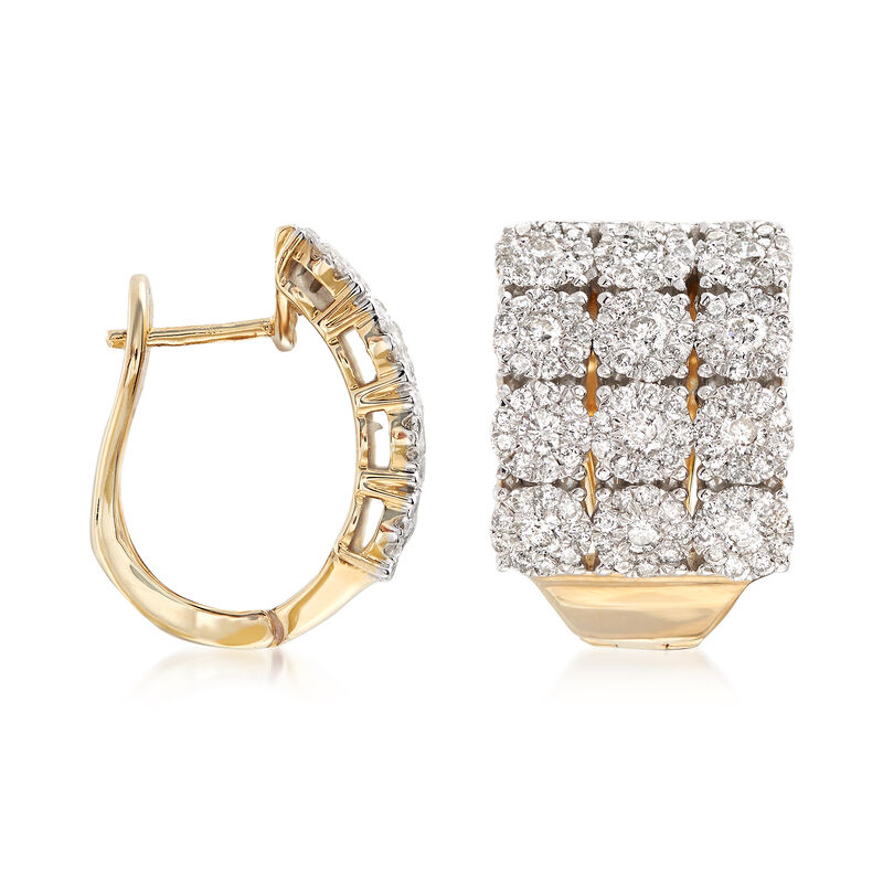 2.00 ct. t.w. Diamond Three-Row Hoop Earrings in 14kt Yellow Gold. 5/8&quot; image number 2