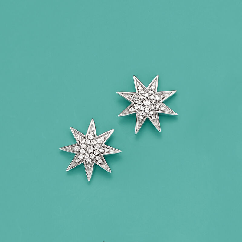 .50 ct. t.w. Diamond Star Earrings in Sterling Silver image number 2