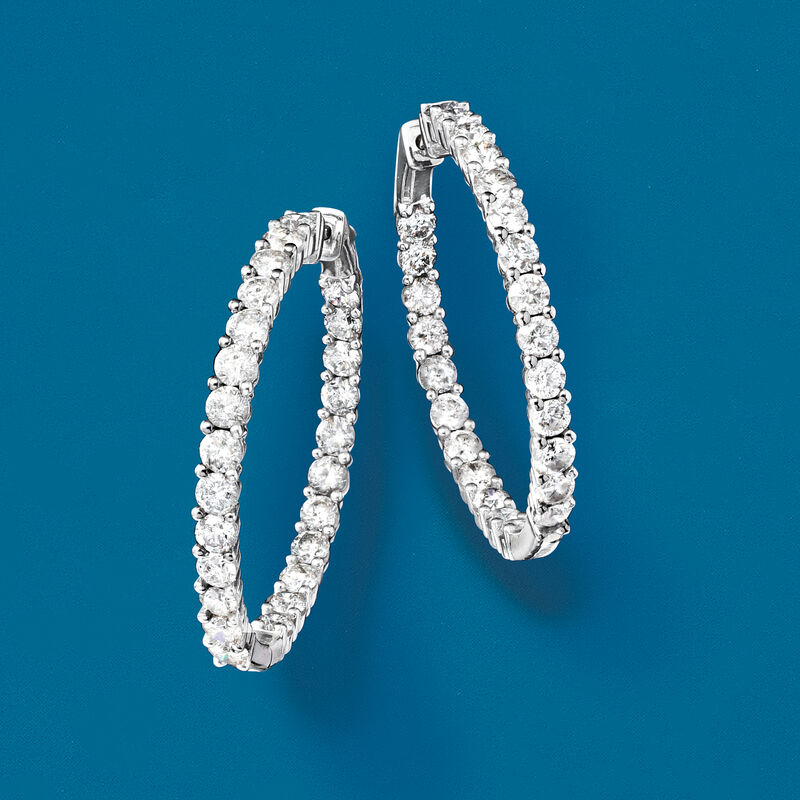 5.00 ct. t.w. Diamond Inside-Outside Hoop Earrings in 14kt Yellow Gold. 1 1/2&quot; image number 6