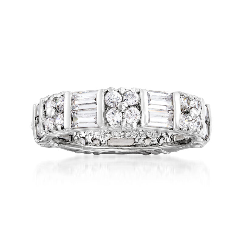 2.80 ct. t.w. Baguette and Round CZ Eternity Band in Sterling Silver image number 0