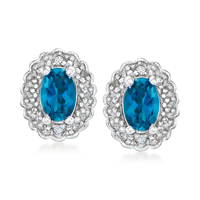 2.80 ct. t.w. London Blue Topaz Jewelry Set with White Topaz Accents: Pendant Necklace, Earrings and Ring in Sterling Silver image number 4