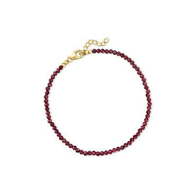 18.00 ct. t.w. Garnet Bead Anklet with 18kt Gold Over Sterling