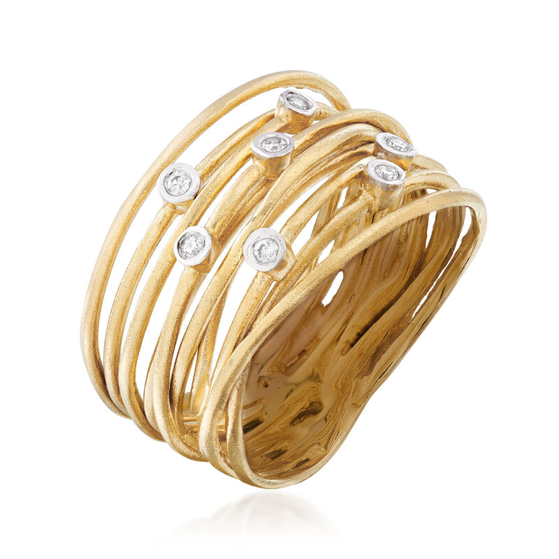 14kt Yellow Gold Multi-Row Ring with Diamond Accents image number 2