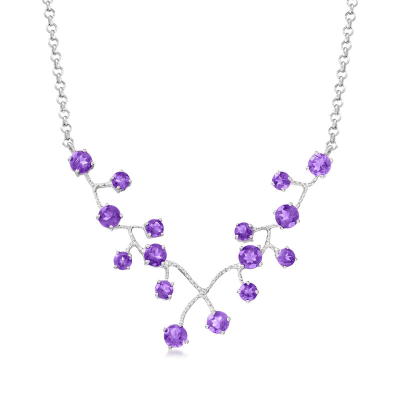 5.00 ct. t.w. Amethyst Vine Necklace in Sterling Silver. 18&quot; image number 1