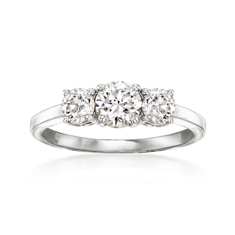 1.00 ct. t.w. Lab-Grown Diamond Three-Stone Ring in 14kt White Gold image number 0