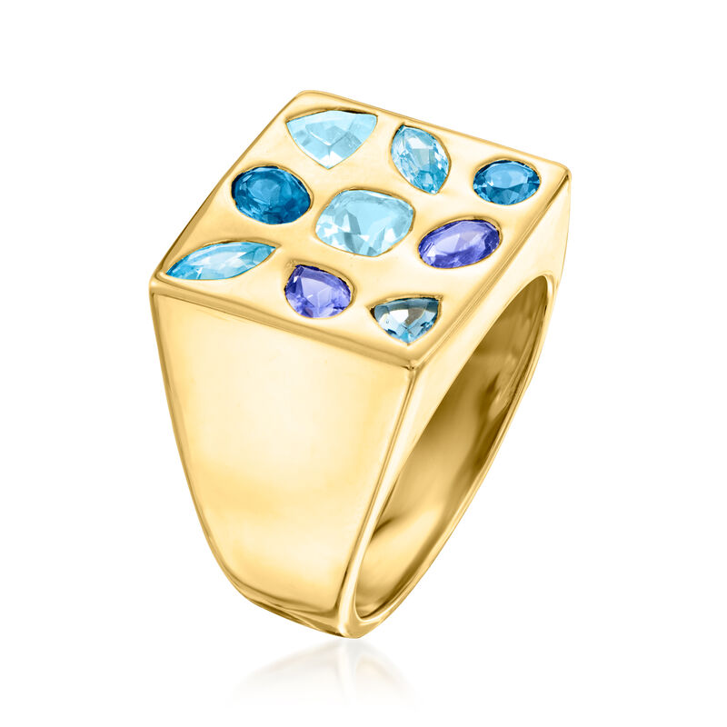 1.60 ct. t.w. Multi-Gemstone Square-Top Ring in 18kt Gold Over Sterling image number 2