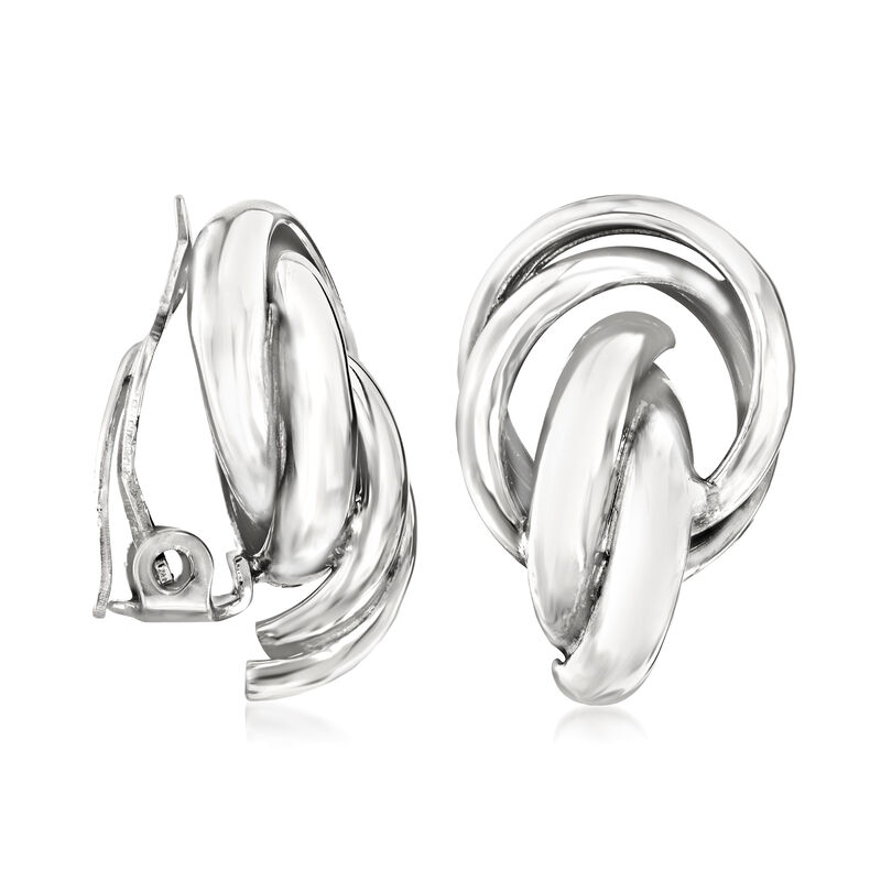 Italian Sterling Silver Knot Clip-On Earrings image number 2