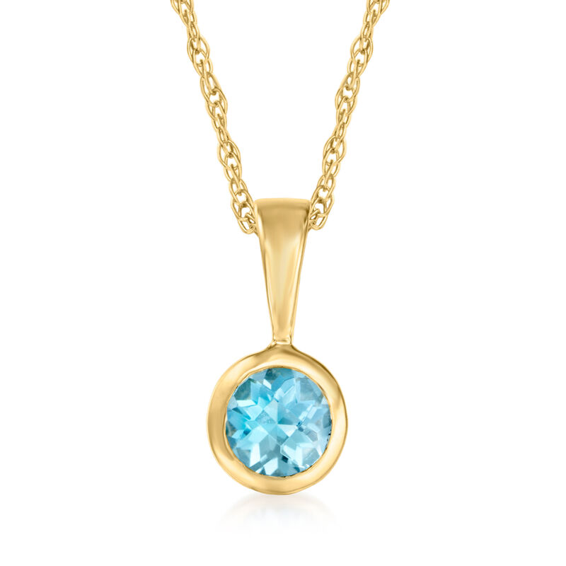 .22 Carat Swiss Blue Topaz Pendant Necklace in 14kt Yellow Gold image number 0
