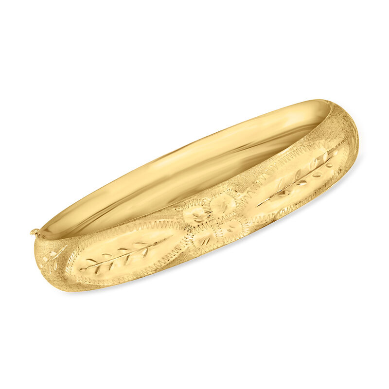 14kt Yellow Gold Engraved Bangle Bracelet image number 0