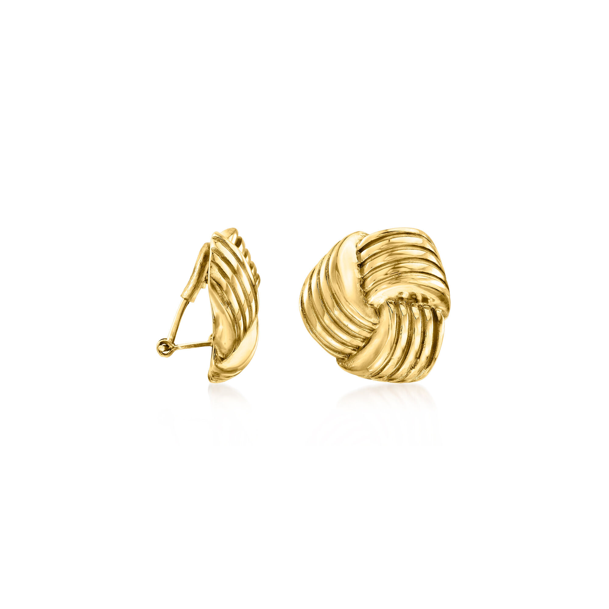 Italian 14kt Yellow Gold Puffed Knot Clip On Earrings