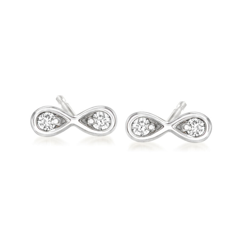 .10 ct. t.w. Diamond Infinity Symbol Stud Earrings in Sterling Silver image number 0