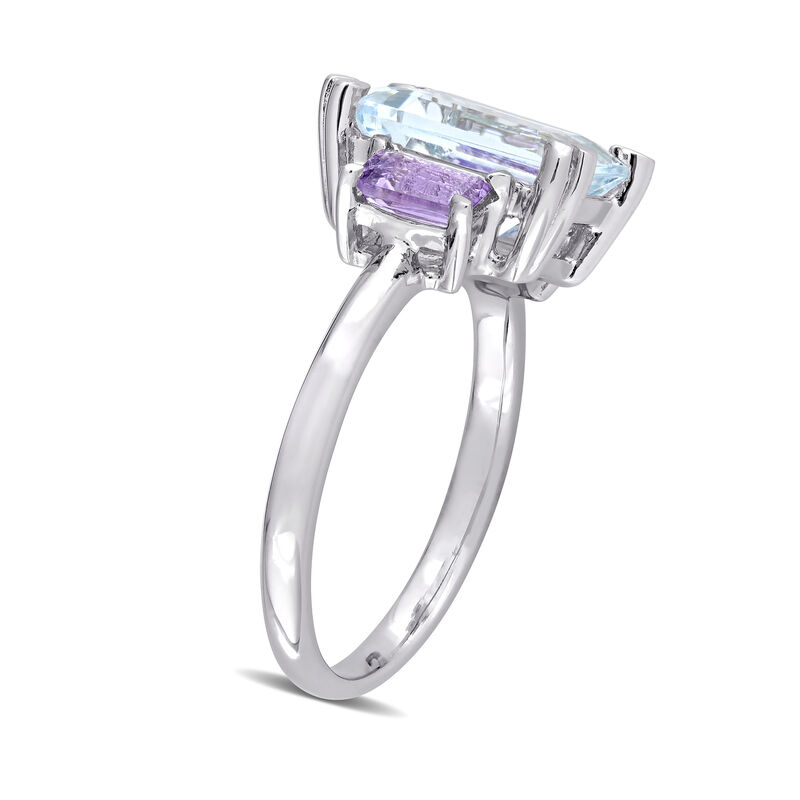 3.00 Carat Aquamarine and .60 ct. t.w. Amethyst Ring in Sterling Silver image number 1