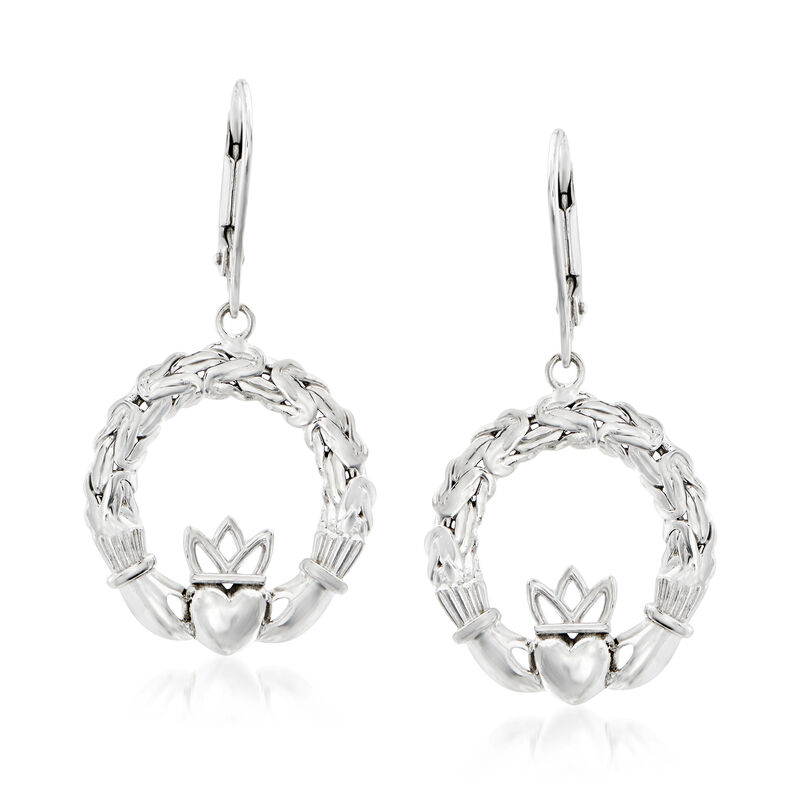 Sterling Silver Claddagh Drop Earrings image number 0